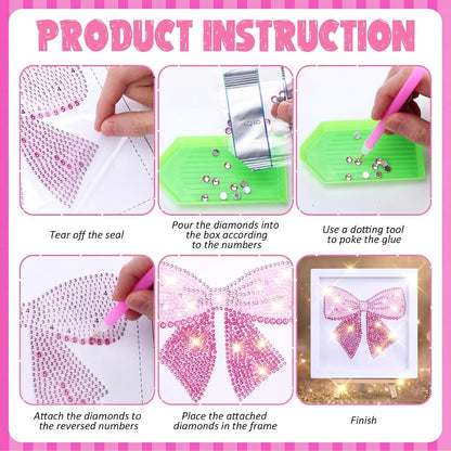 6 Pack Pink Diamond Painting, 6.7" All-Drill Special Shape 5D Art