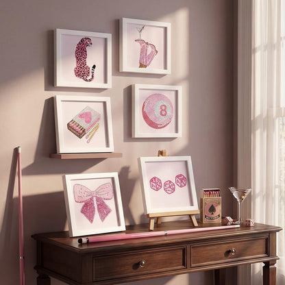 6 Pack Pink Diamond Painting, 6.7" All-Drill Special Shape 5D Art