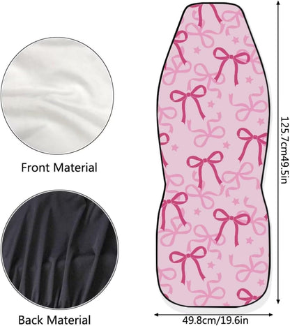 Pink Bow Print Car Seat Covers Front Seats Only for Women, 2 Piece Universal Washable High Back Bucket Seat Covers for Most Cars SUV Trucks, Cute Car Accessories for Girly Interior