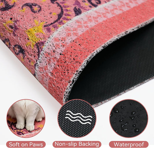 Cat Litter Mat, 33"x22" High-Density PVC Cat Litters Trapping Mat, Waterproof & Non-Slip Backing, Litter Box Catcher, Soft on Kitty Paws, Easy Washable Pet Supplies Pink