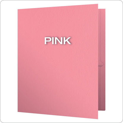 Twin-Pocket Folders, Textured Paper, Letter Size, Pink, Holds 100 Sheets, Box of 25 (57568EE)