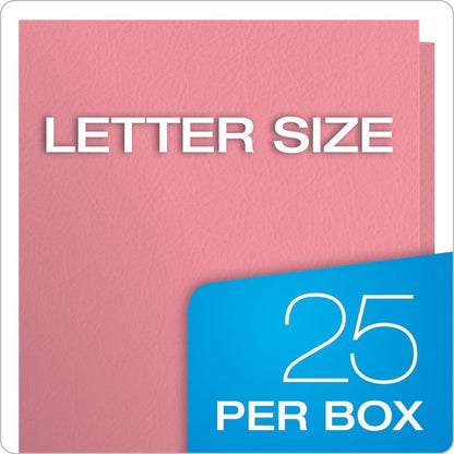 Twin-Pocket Folders, Textured Paper, Letter Size, Pink, Holds 100 Sheets, Box of 25 (57568EE)