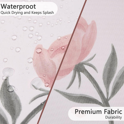 Floral Scalloped Shower Curtain with 12 Hooks 71x74Inches