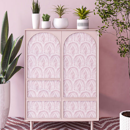 Boho Leaves Peel and Stick Wallpaper, Pink,17.7 x 118.1 in