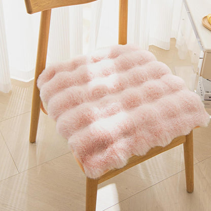 Square Faux Fur Seat Cushion, Faux Rabbit Fleece Chair Pad, Winter Thick Plush Cushions for Dining Chairs, Comfy Lazy Sofa Office Floor Pillow, Cute Bedroom Decor(Pink,2pc/19.7×19.7inches)