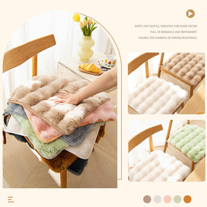 Square Faux Fur Seat Cushion, Faux Rabbit Fleece Chair Pad, Winter Thick Plush Cushions for Dining Chairs, Comfy Lazy Sofa Office Floor Pillow, Cute Bedroom Decor(Pink,2pc/19.7×19.7inches)
