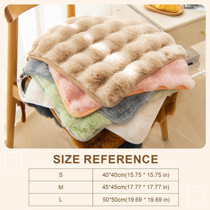 Square Faux Fur Seat Cushion, Faux Rabbit Fleece Chair Pad, Winter Thick Plush Cushions for Dining Chairs, Comfy Lazy Sofa Office Floor Pillow, Cute Bedroom Decor(Pink,2pc/19.7×19.7inches)