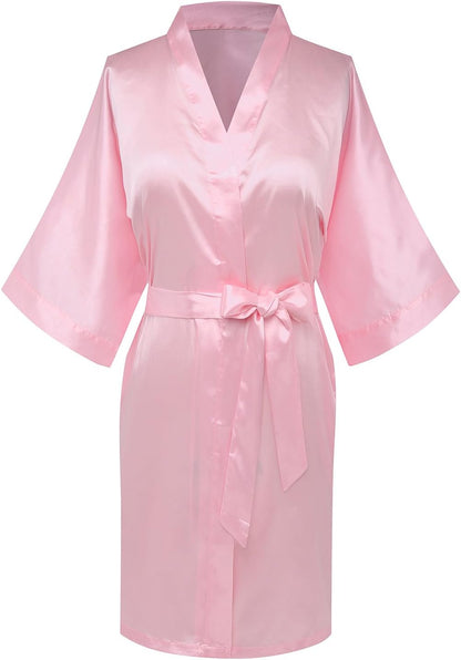 Women's Satin Kimono Robes Bridesmaid Wedding Robes Silky Bathrobes Summer Loungewear