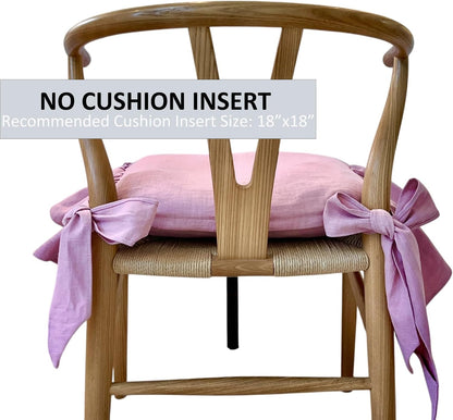 Ruffled Chair Pad Cover with Ties, 17.5" x 17.5", Indian Pink