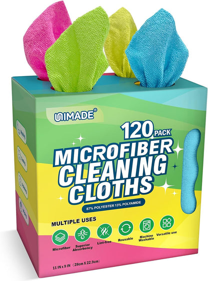 Microfiber Cleaning Cloth, 120 Pack Reusable Paper Towels