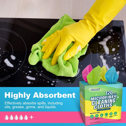 Microfiber Cleaning Cloth, 120 Pack Reusable Paper Towels