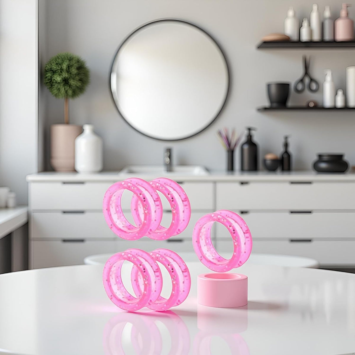 5pcs Pink Silicone Scissors Finger Rings,Grips Grooming Shear Thumb Inserts Finger Protector Ring for Barber Hair Cutting Scissors Pet Shears,Hair Cutting Shears,Quality Comfort Hair Cutting Tools