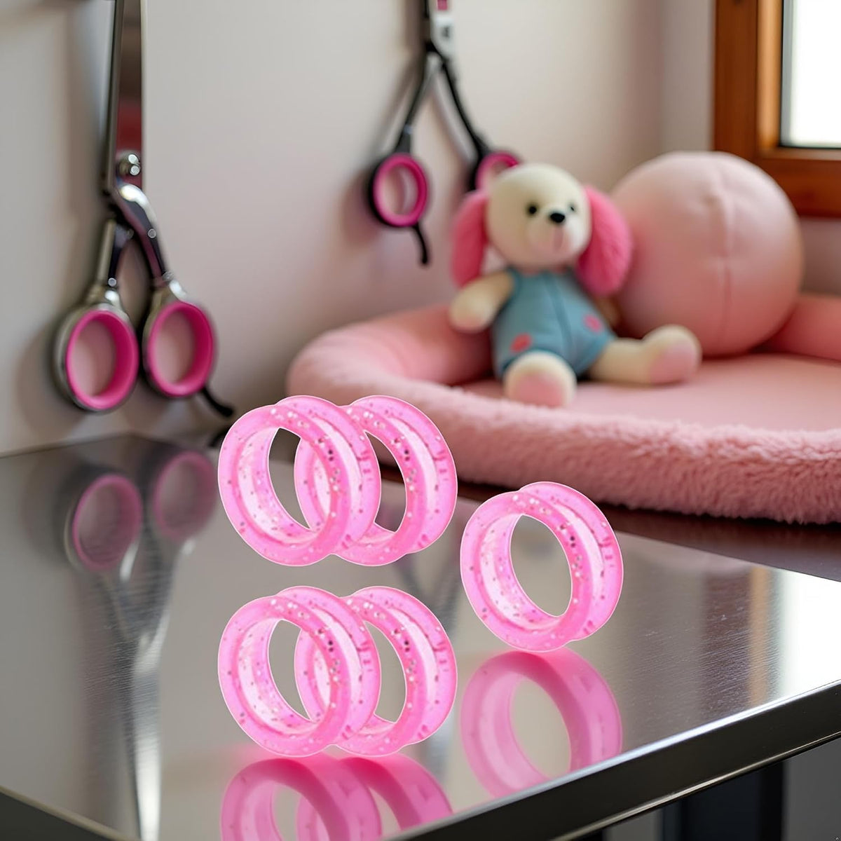 5pcs Pink Silicone Scissors Finger Rings,Grips Grooming Shear Thumb Inserts Finger Protector Ring for Barber Hair Cutting Scissors Pet Shears,Hair Cutting Shears,Quality Comfort Hair Cutting Tools