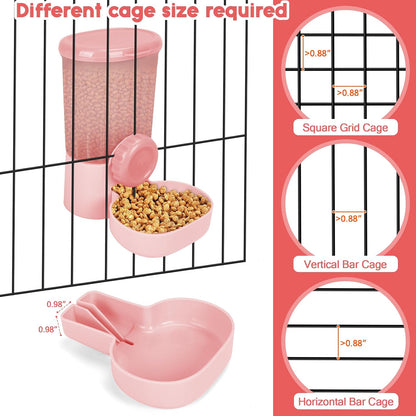 35oz Rabbit Feeder Guinea Pig Water Bottle,Hanging Automatic Food Water Dispenser,Food Feeder for Ferret Guinea Pig Rabbit Cat Bunny Cage Accessories,Pink