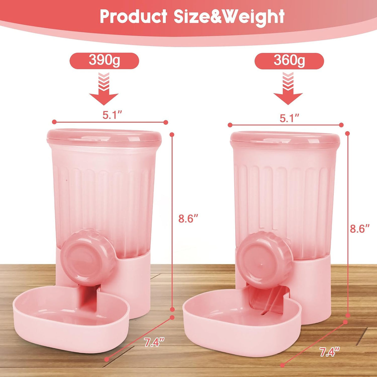 35oz Rabbit Feeder Guinea Pig Water Bottle,Hanging Automatic Food Water Dispenser,Food Feeder for Ferret Guinea Pig Rabbit Cat Bunny Cage Accessories,Pink