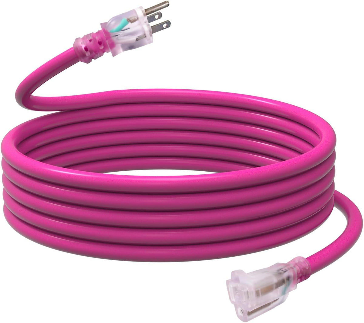 EP 15 Ft 12/3 SJTW Lighted Outdoor Extension Cord, Pink