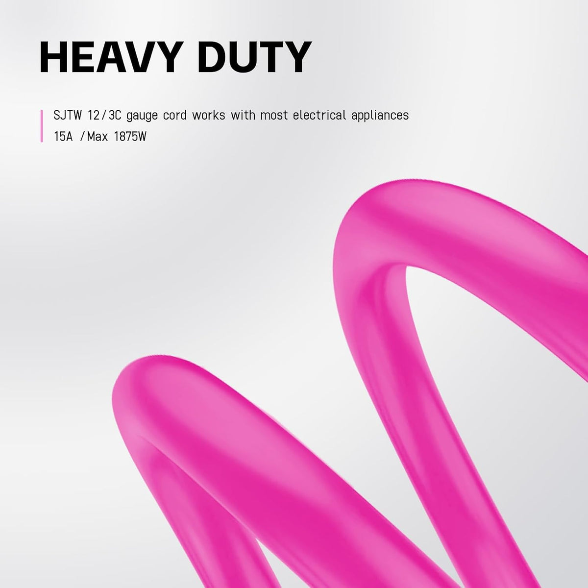 EP 15 Ft 12/3 SJTW Lighted Outdoor Extension Cord, Pink
