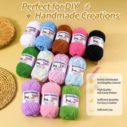 3 * 100g/3.5oz Fluffy Chenille Yarn for Crocheting, Chunky Velvet Yarn for Crochet Amigurumi, Used for Making Baby Yarns Blanket, Clothes, Pattern Knitting Creations (Apricot Color)
