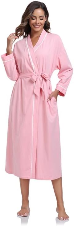 100% Cotton Robes for Women Lightweight Kimono knit Bathrobe