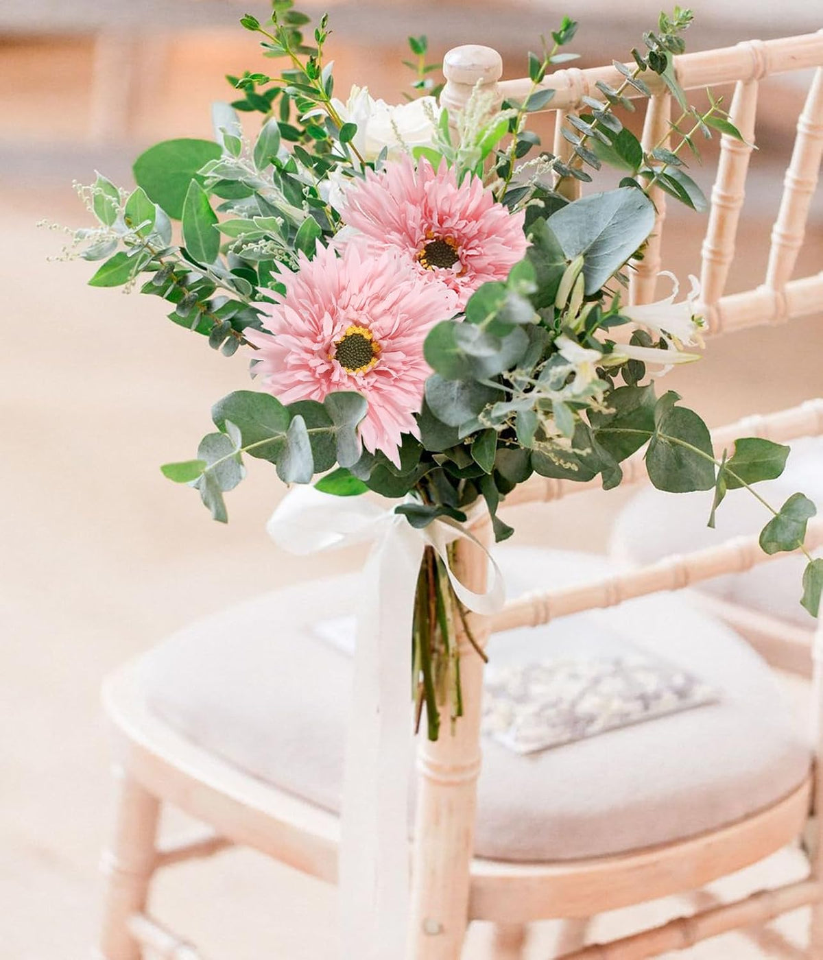 Gerbera Daisy Artificial Flowers 12pcs Pink Fake Silk Flowers Faux Daisies Bouquet with Stems for Wedding Bouquet Home Party Garden Outdoor Decoration(Pink)