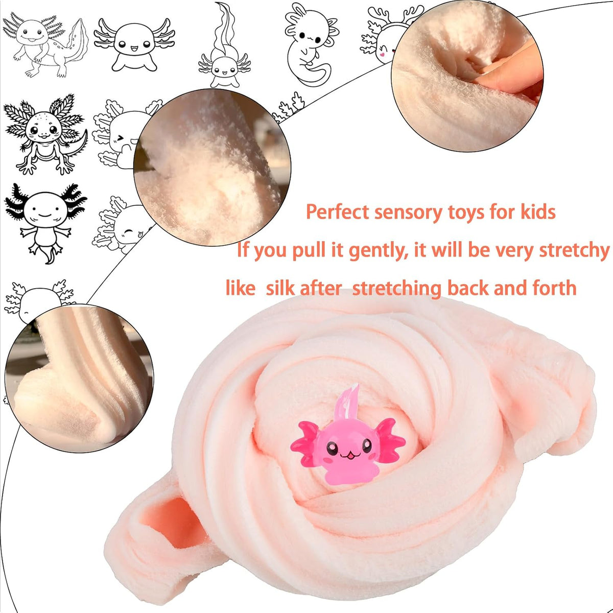 Axolotl Cloud Slime, Premium DIY Scented Slime for Boys Girls, Party Favors for Kids 8-12, Girls Toys 4-8 Years Old, Slimes Kit for Kids Ages 8-12, Relief Fidget Toy, Sensory Toy