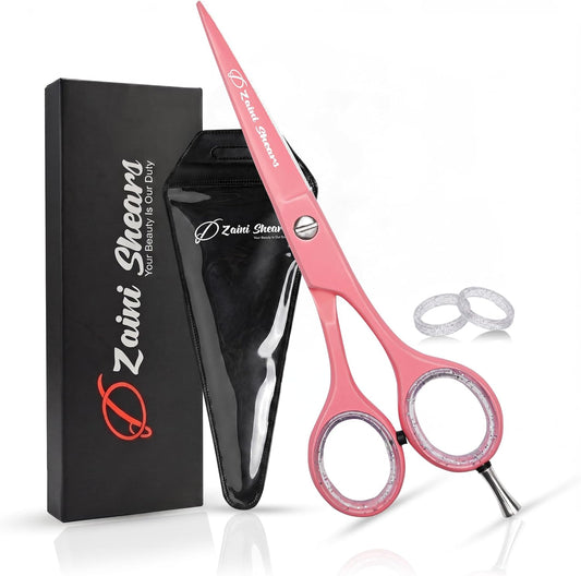Hair Cutting Scissors Extremely Sharp Right-Hand Razor Edge - 5.5” Overall Length,Made of 420c Japanese Stainless Steel Salon Scissors Professional Barber Haircut Scissors (pink, 5.5'')