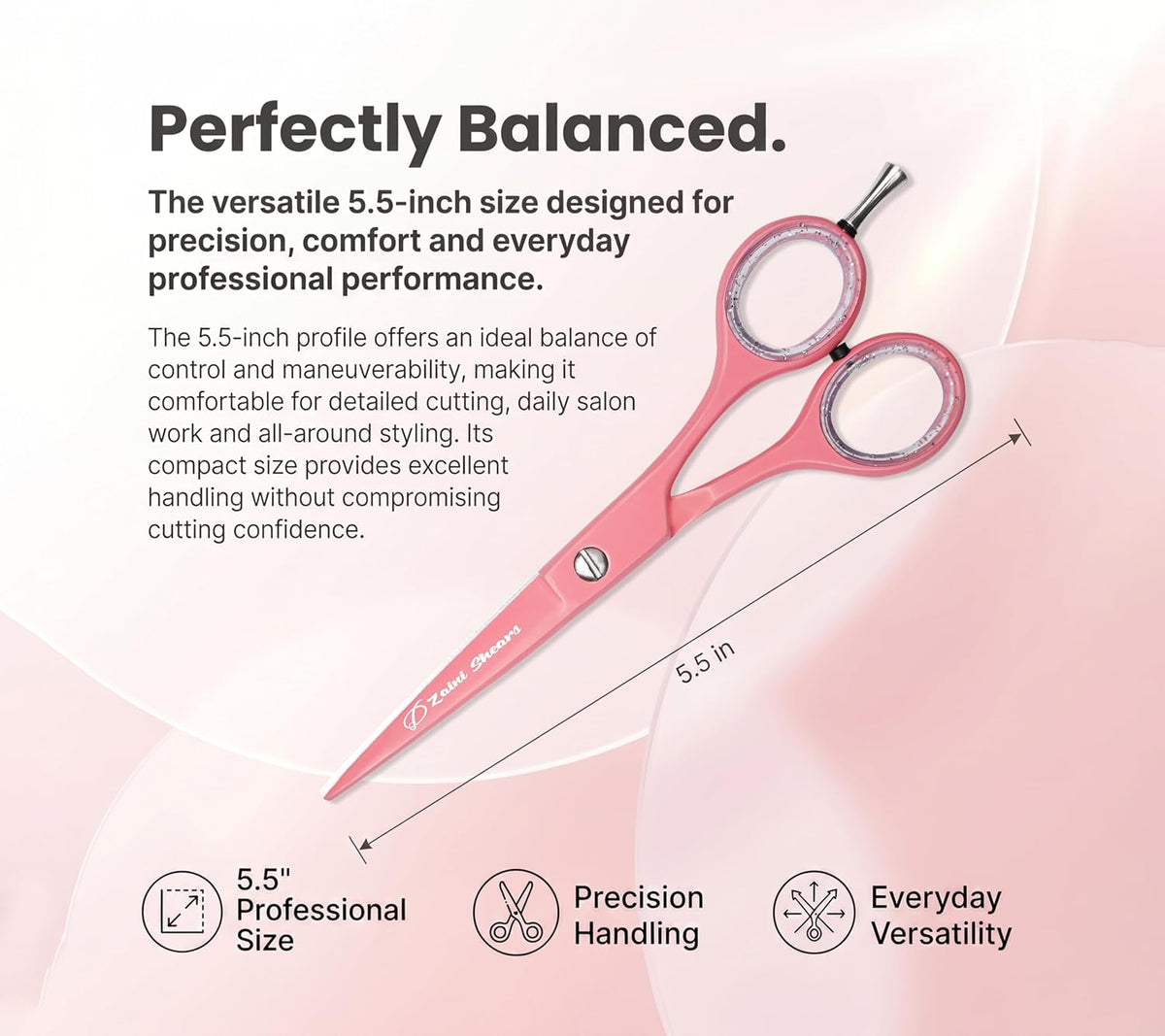 Hair Cutting Scissors Extremely Sharp Right-Hand Razor Edge - 5.5” Overall Length,Made of 420c Japanese Stainless Steel Salon Scissors Professional Barber Haircut Scissors (pink, 5.5'')
