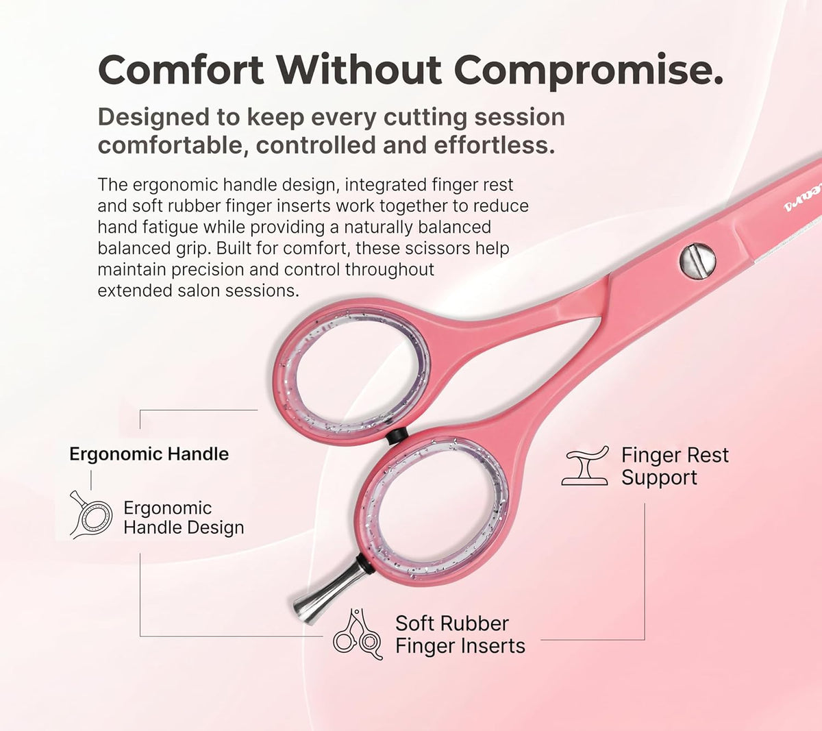 Hair Cutting Scissors Extremely Sharp Right-Hand Razor Edge - 5.5” Overall Length,Made of 420c Japanese Stainless Steel Salon Scissors Professional Barber Haircut Scissors (pink, 5.5'')
