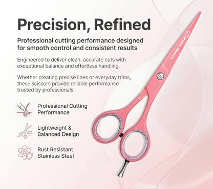 Hair Cutting Scissors Extremely Sharp Right-Hand Razor Edge - 5.5” Overall Length,Made of 420c Japanese Stainless Steel Salon Scissors Professional Barber Haircut Scissors (pink, 5.5'')