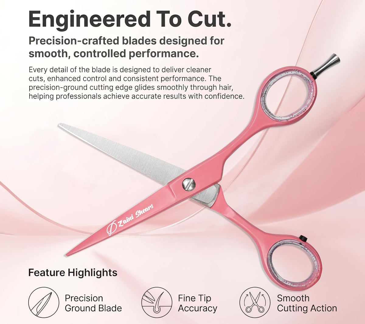 Hair Cutting Scissors Extremely Sharp Right-Hand Razor Edge - 5.5” Overall Length,Made of 420c Japanese Stainless Steel Salon Scissors Professional Barber Haircut Scissors (pink, 5.5'')