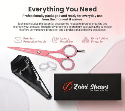 Hair Cutting Scissors Extremely Sharp Right-Hand Razor Edge - 5.5” Overall Length,Made of 420c Japanese Stainless Steel Salon Scissors Professional Barber Haircut Scissors (pink, 5.5'')