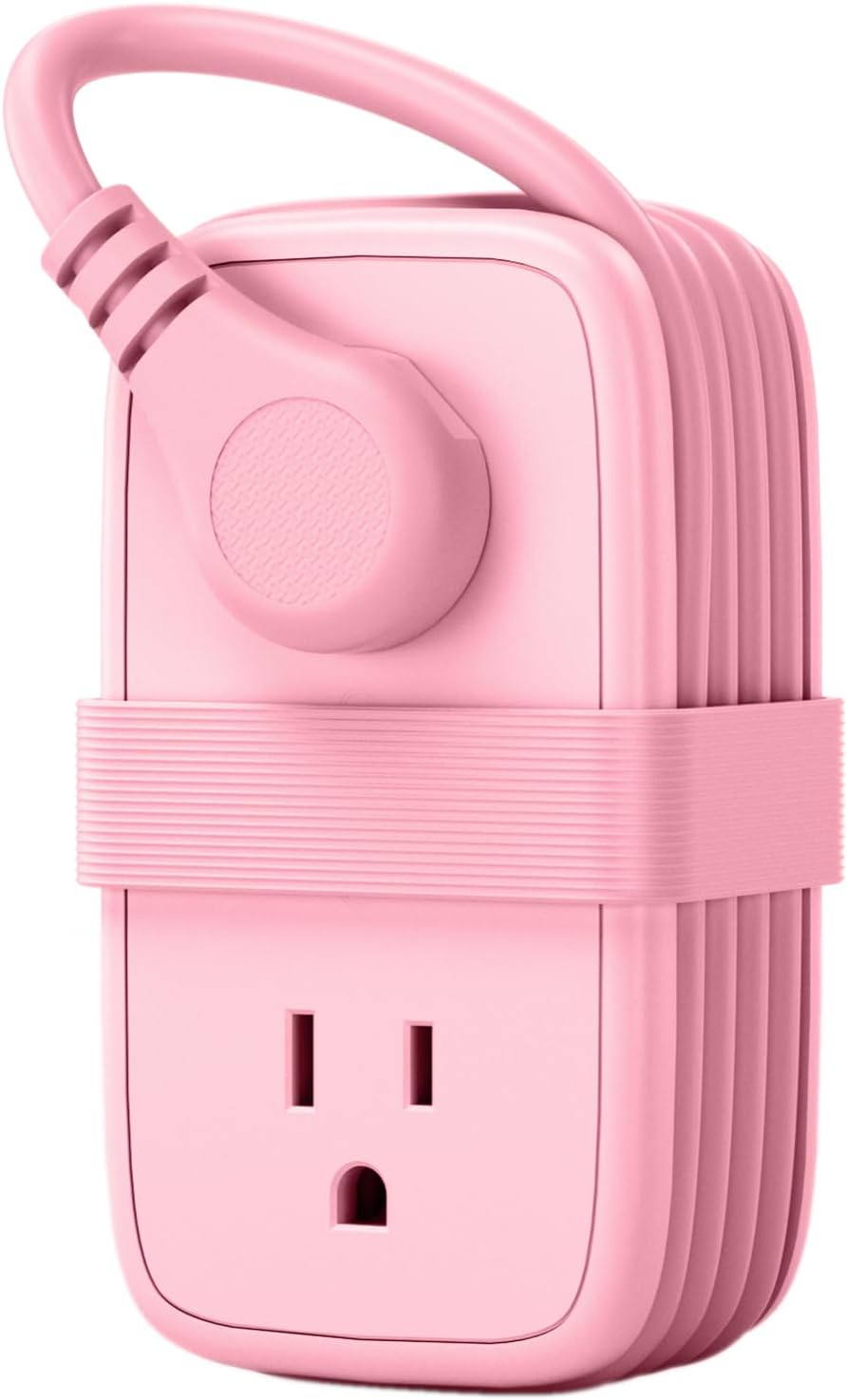 Pink Travel Power Strip,Travel Essentials 4 Outlets 3 USB(1 C) with 4FT Wrapped Extension Cord Flat Plug, Cruise Essentials 2026 for Hotel Travel Cruise Essentials