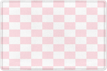 Pink Plaid Bath Mat for Bathroom, 23X15 Inches