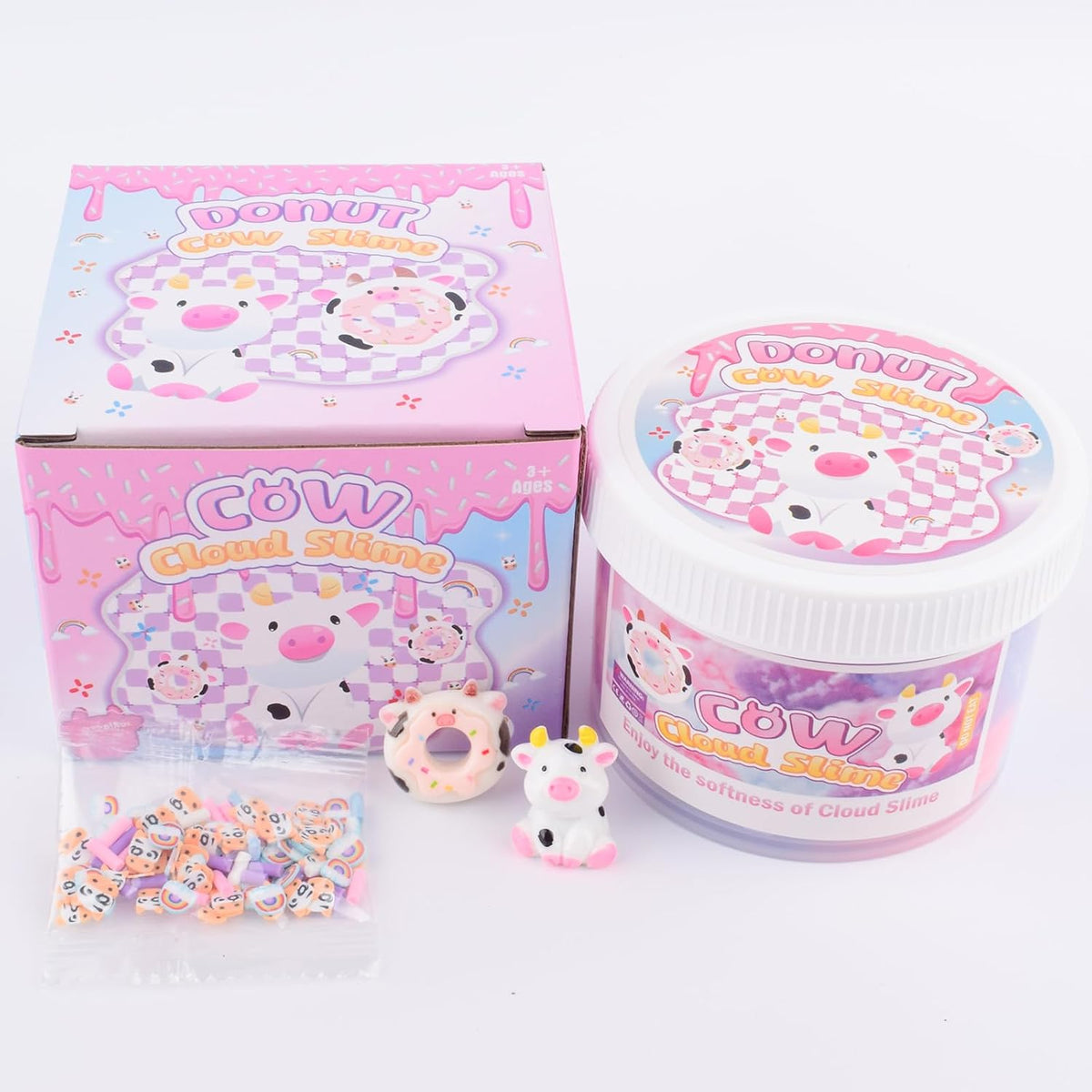 Pink Peach Cloud Slime Kit, with Fun Panda Slime Add Ins, Soft Non-Sticky, Scented Slime Kit for Kids, Birthday Gifts for Boys & Girls, Classroom Rewards, DIY Stress Relief Toy
