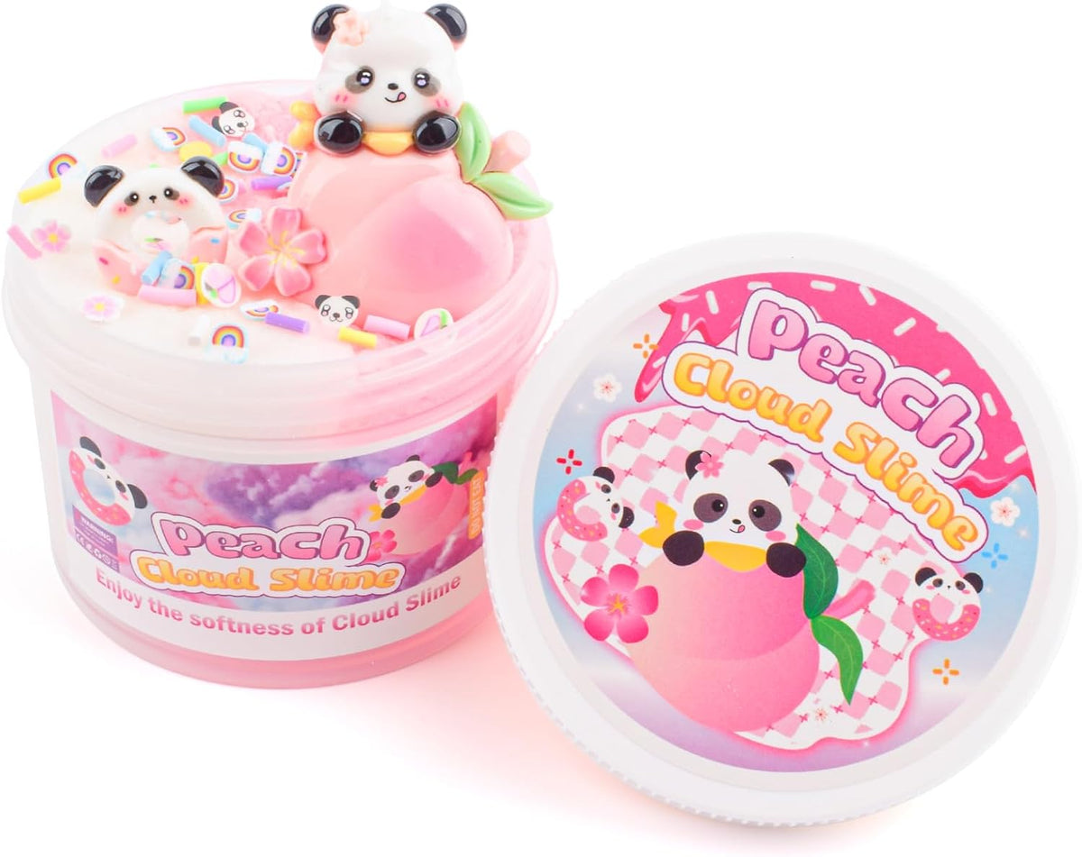 Pink Peach Cloud Slime Kit, with Fun Panda Slime Add Ins, Soft Non-Sticky, Scented Slime Kit for Kids, Birthday Gifts for Boys & Girls, Classroom Rewards, DIY Stress Relief Toy