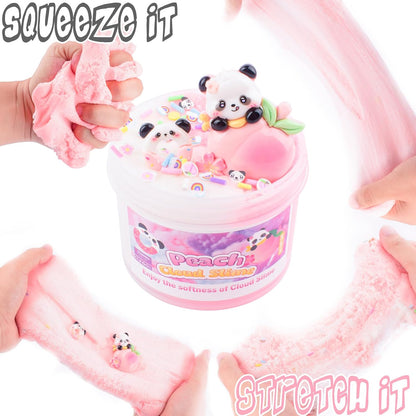 Pink Peach Cloud Slime Kit, with Fun Panda Slime Add Ins, Soft Non-Sticky, Scented Slime Kit for Kids, Birthday Gifts for Boys & Girls, Classroom Rewards, DIY Stress Relief Toy