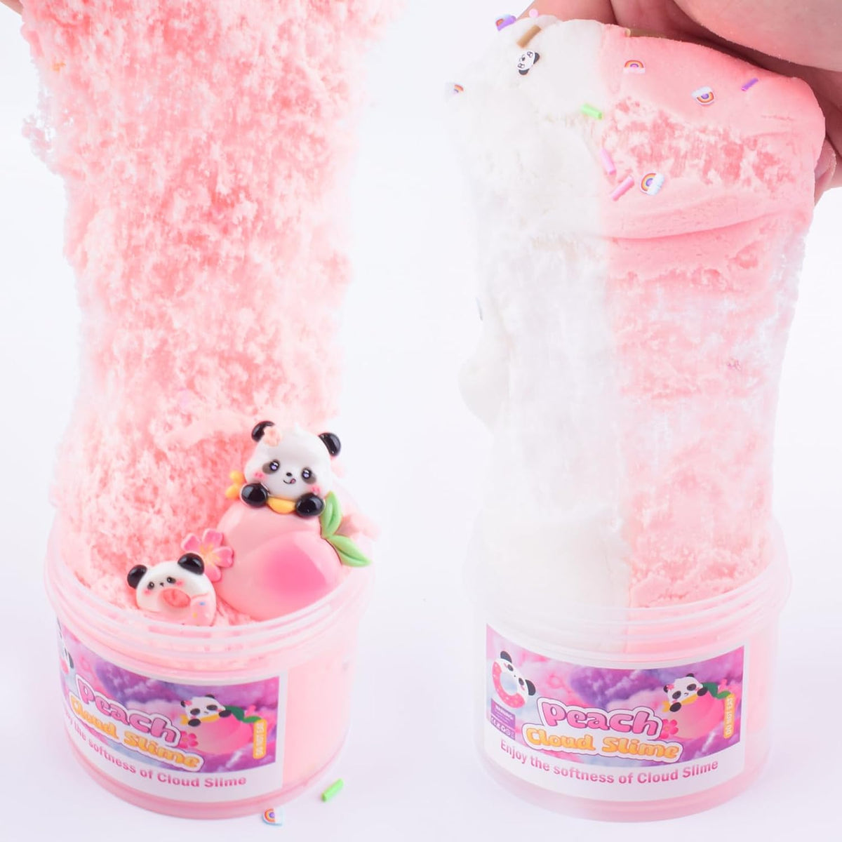 Pink Peach Cloud Slime Kit, with Fun Panda Slime Add Ins, Soft Non-Sticky, Scented Slime Kit for Kids, Birthday Gifts for Boys & Girls, Classroom Rewards, DIY Stress Relief Toy