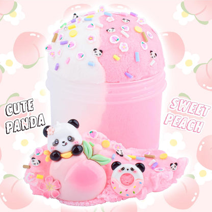 Pink Peach Cloud Slime Kit, with Fun Panda Slime Add Ins, Soft Non-Sticky, Scented Slime Kit for Kids, Birthday Gifts for Boys & Girls, Classroom Rewards, DIY Stress Relief Toy