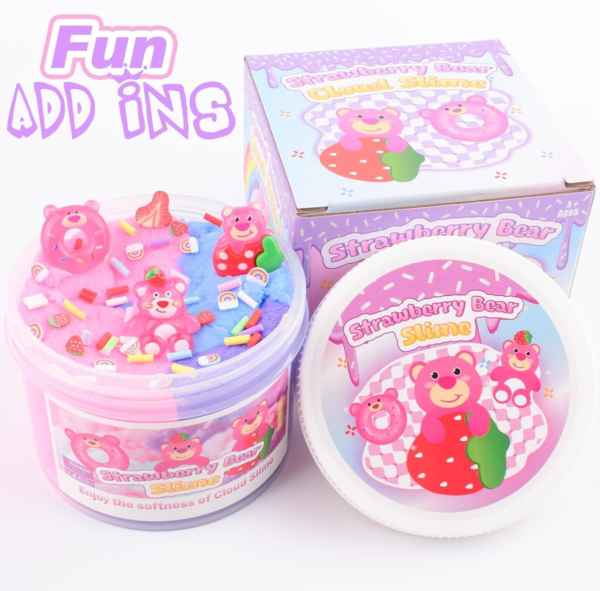 Pink Peach Cloud Slime Kit, with Fun Panda Slime Add Ins, Soft Non-Sticky, Scented Slime Kit for Kids, Birthday Gifts for Boys & Girls, Classroom Rewards, DIY Stress Relief Toy