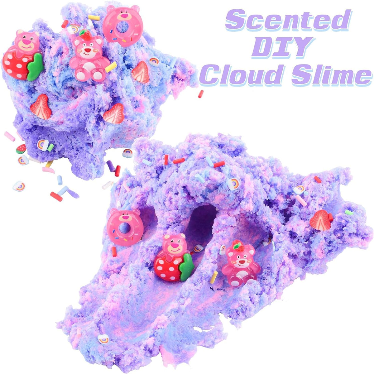 Pink Peach Cloud Slime Kit, with Fun Panda Slime Add Ins, Soft Non-Sticky, Scented Slime Kit for Kids, Birthday Gifts for Boys & Girls, Classroom Rewards, DIY Stress Relief Toy