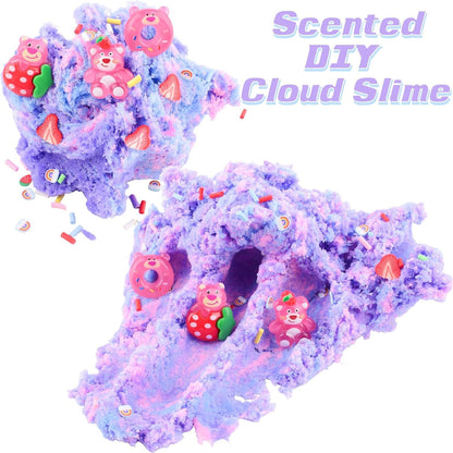 Pink Peach Cloud Slime Kit, with Fun Panda Slime Add Ins, Soft Non-Sticky, Scented Slime Kit for Kids, Birthday Gifts for Boys & Girls, Classroom Rewards, DIY Stress Relief Toy