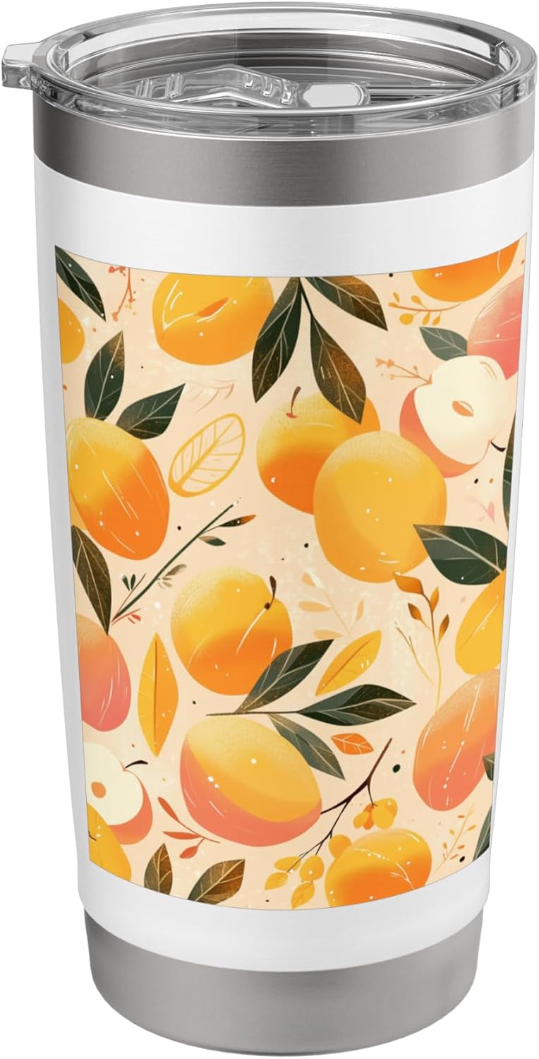 Peach Pattern Art Stainless Steel Insulated Tumbler