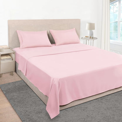 Queen Size Sheet Set - Hotel Luxury 1800 Bedding Sheets & Pillowcases - Deep Pocket Fitted Sheet, Soft, Breathable, Wrinkle & Fade Resistant - 4 Piece (Queen, Blush Pink)