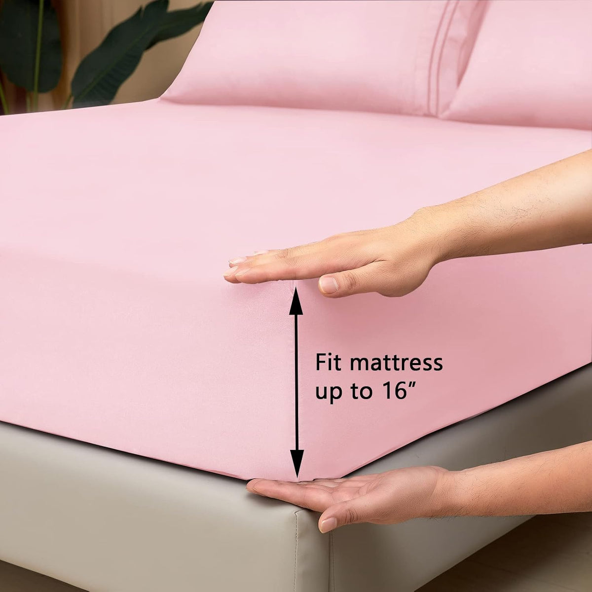 Queen Size Sheet Set - Hotel Luxury 1800 Bedding Sheets & Pillowcases - Deep Pocket Fitted Sheet, Soft, Breathable, Wrinkle & Fade Resistant - 4 Piece (Queen, Blush Pink)