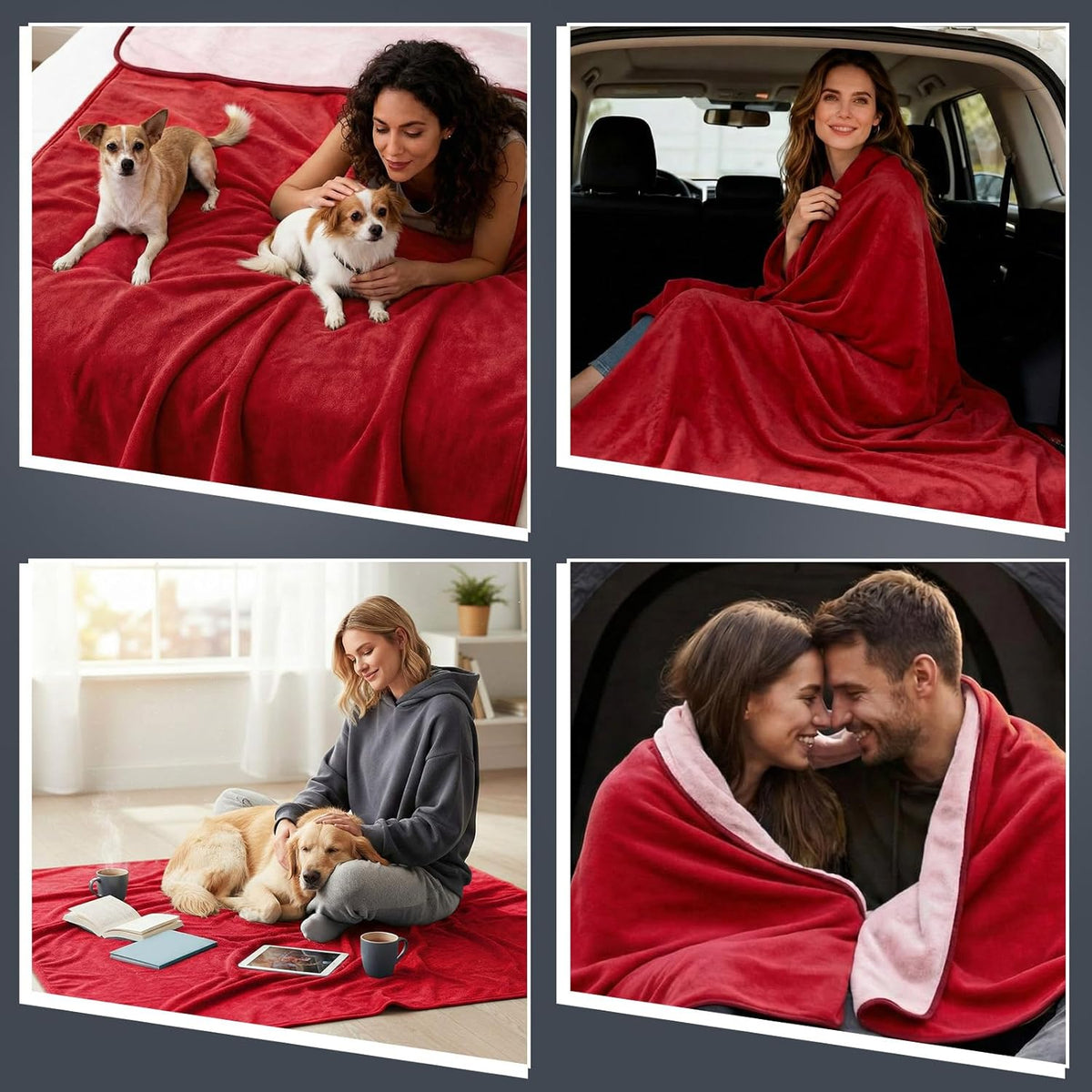 Waterproof Blanket for Bed Couch Sofa, 40''x60'' Reversible & Washable, Fleece and Flannel Waterproof Mat, Water Resistant Bed Cover, Leakproof Mattress Protector(Light Pink/red)