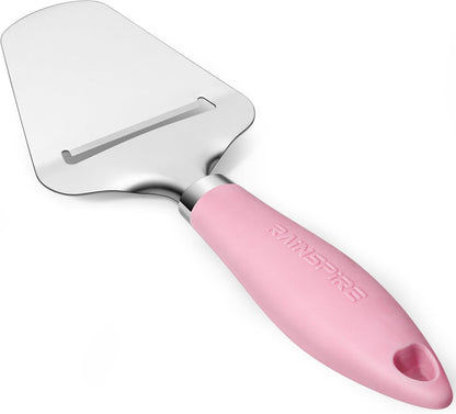 Upgraded Non-Stick Cheese Slicers for Block Cheese Multi-Functional Cheese Cutter for Mozzarella, Cheddar, Gruyere Charcuterie Accessories Dishwasher Safe Kitchen Tools, Pink