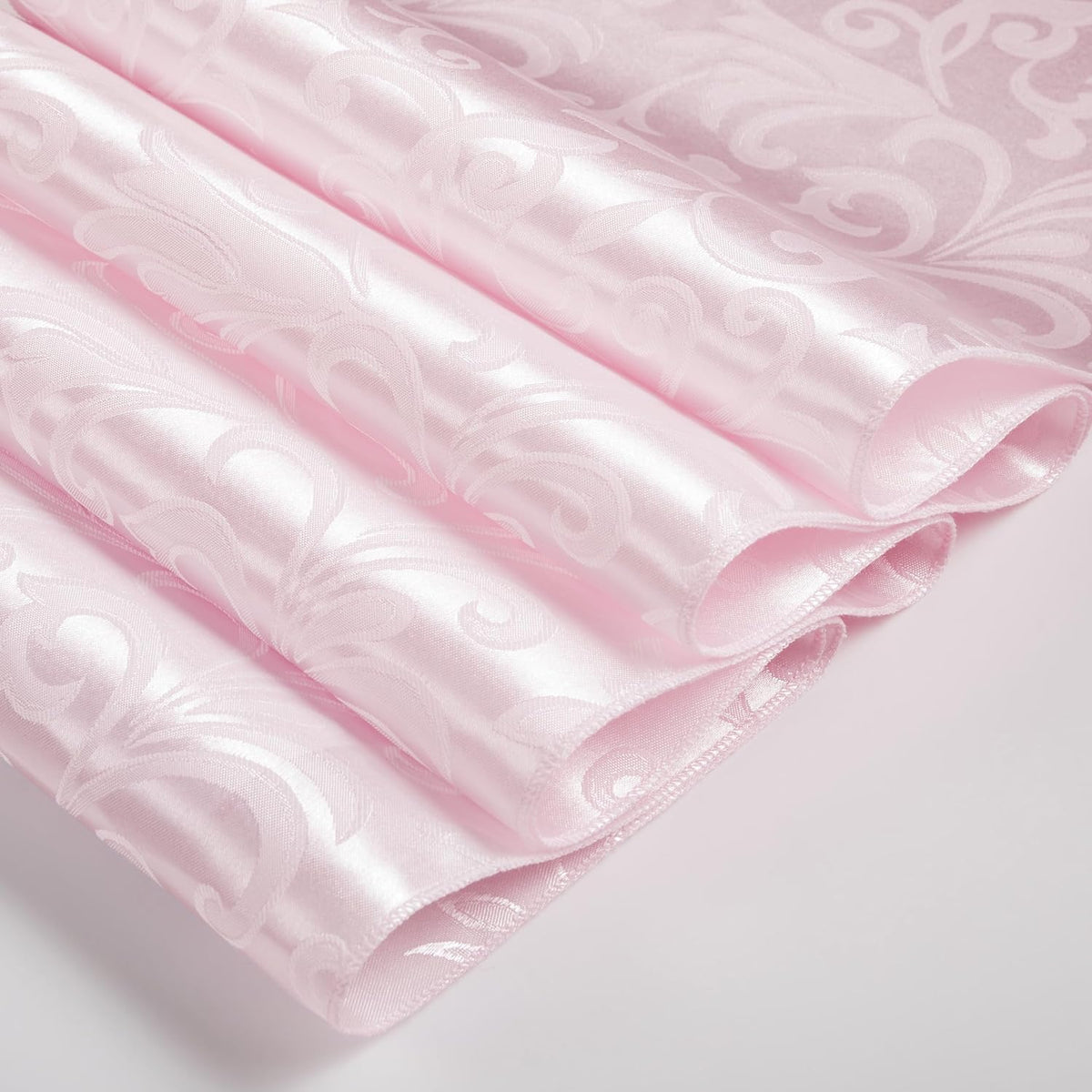 12 Packs Damask Light Pink Satin Table Runner 12 x 108Inch Light Pink Table Runners for Birthday Wedding Bachelorette Baby Shower Party Table Decorations Supplies