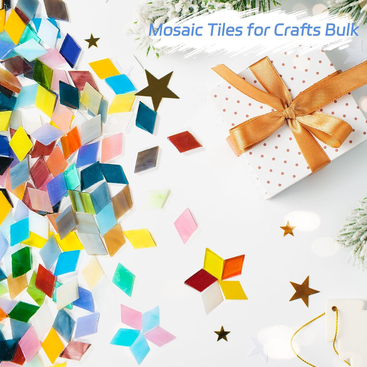 Decorative Glass Mosaic Tiles Bulk, 200g Pink Stained Tiles, 320 Pcs Small Glass Mosaic Tiles for Crafts, Home Decoration, Garden, Mosaic Supplies