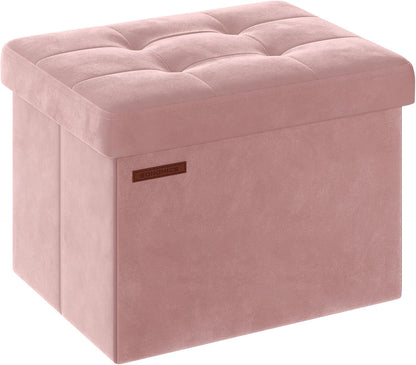 SONGMICS Small Folding Storage Ottoman, 12.2 x 16.1 x 12.2 Inches