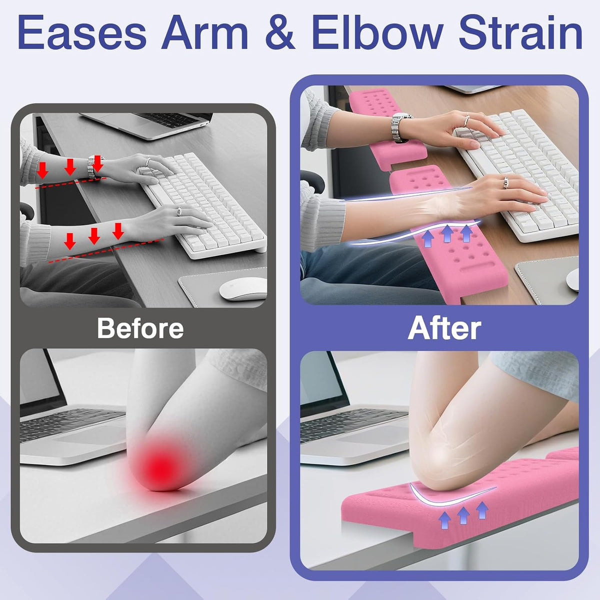 L-Shaped Desk Edge Cushion, 2 PCS Elbow Rest for Desk, Pink